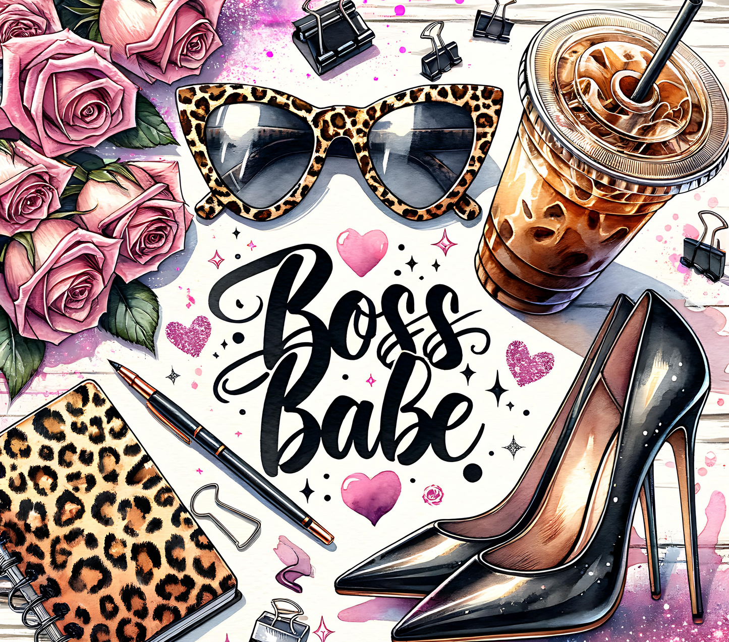Boss Babe Black With Iced Coffee 20oz Stainless Steel Tumbler
