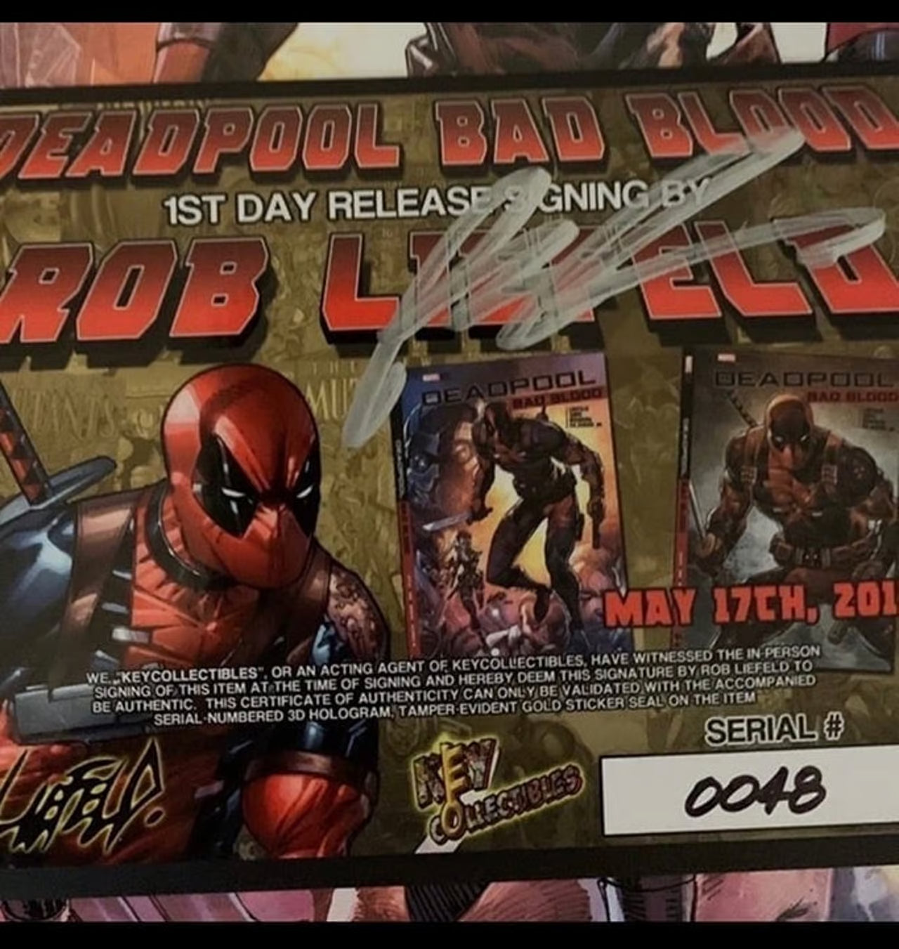 Rob Liefeld "Deadpool Bad Blood" Autographed Graphic Novel - Marvel Comic - COA