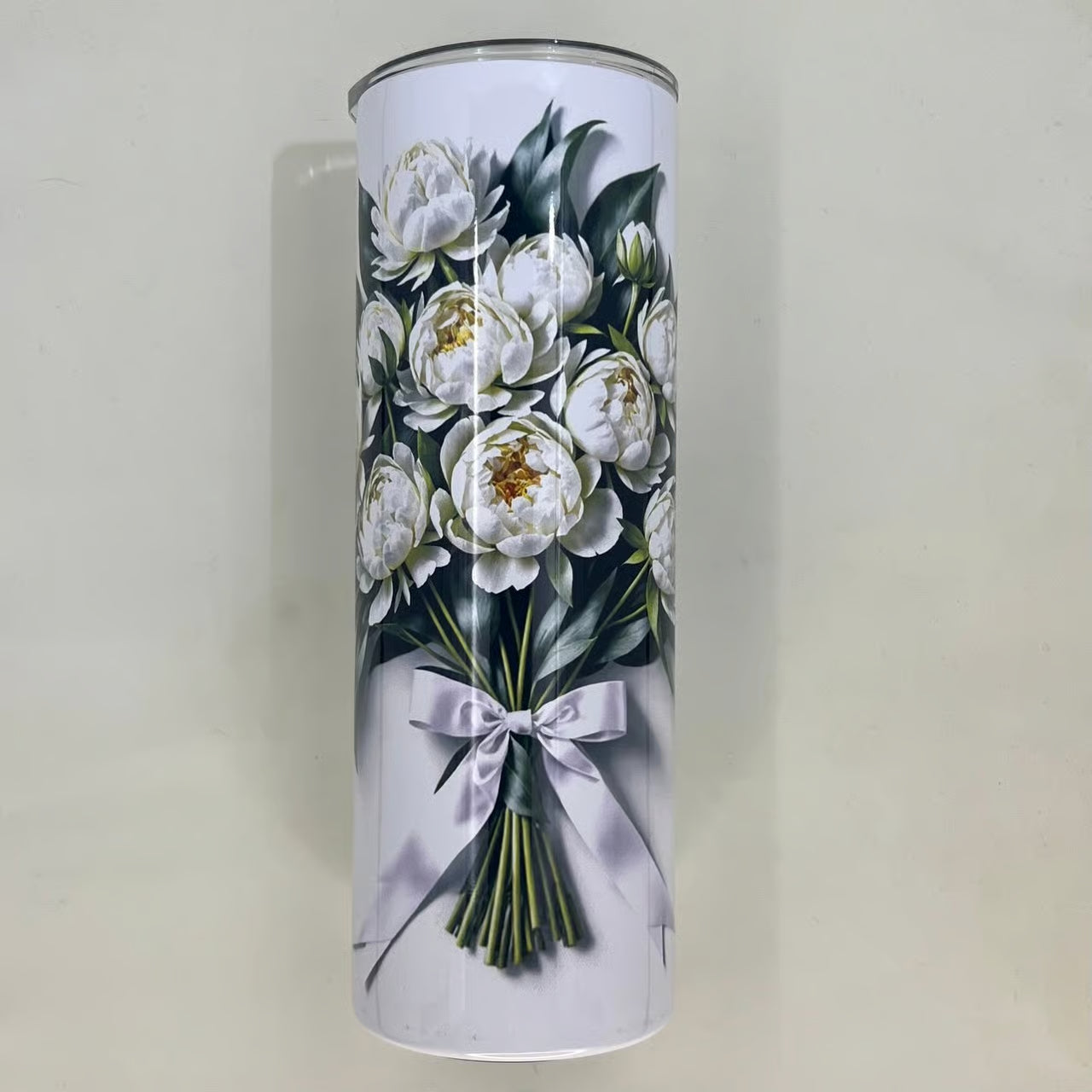 White Peony Bouquet 20oz Stainless Steel Tumbler