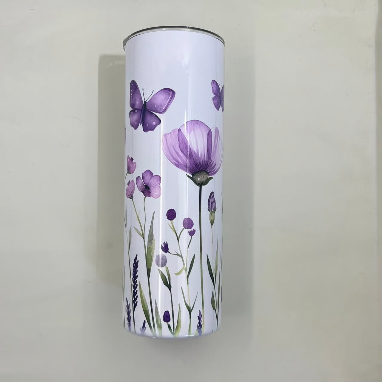 Purple Wildflowers & Butterflies 20oz Stainless Steel Tumbler