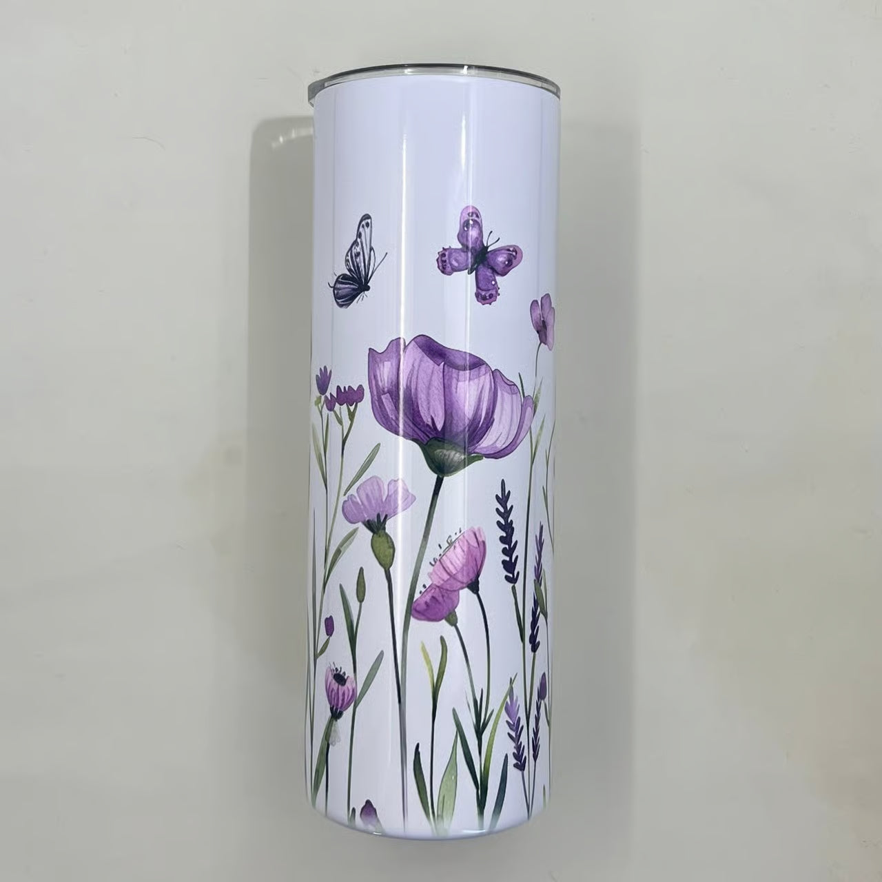 Purple Wildflowers & Butterflies 20oz Stainless Steel Tumbler