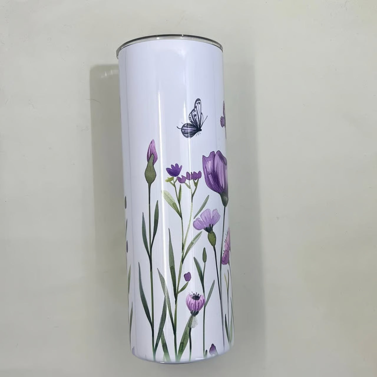 Purple Wildflowers & Butterflies 20oz Stainless Steel Tumbler