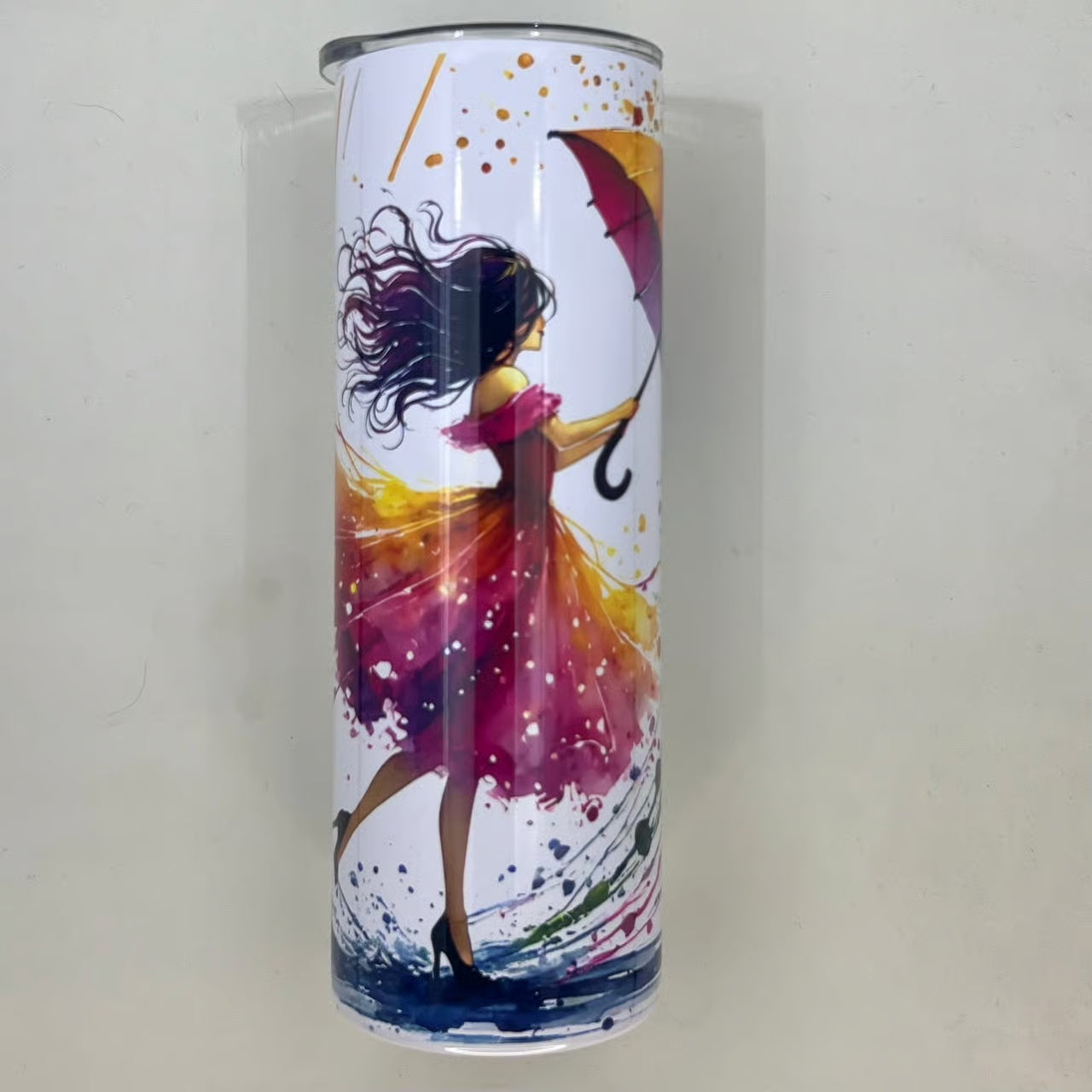 Rainy Day Girl Pink & Yellow 20oz Stainless Steel Tumbler