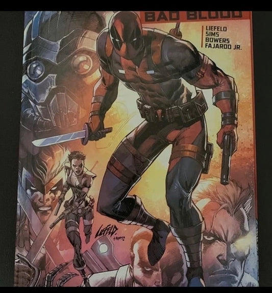 Rob Liefeld "Deadpool Bad Blood" Autographed Graphic Novel - Marvel Comic - COA