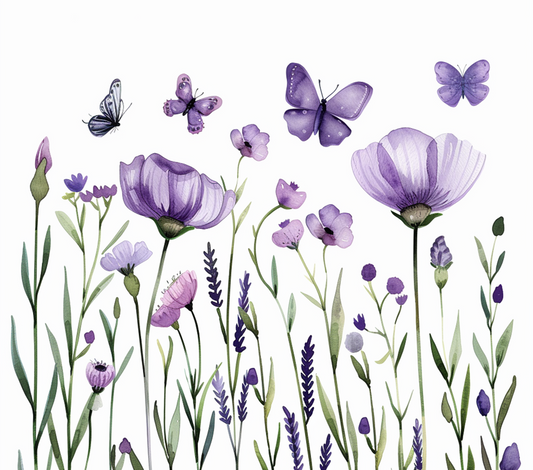 Purple Wildflowers & Butterflies 20oz Stainless Steel Tumbler