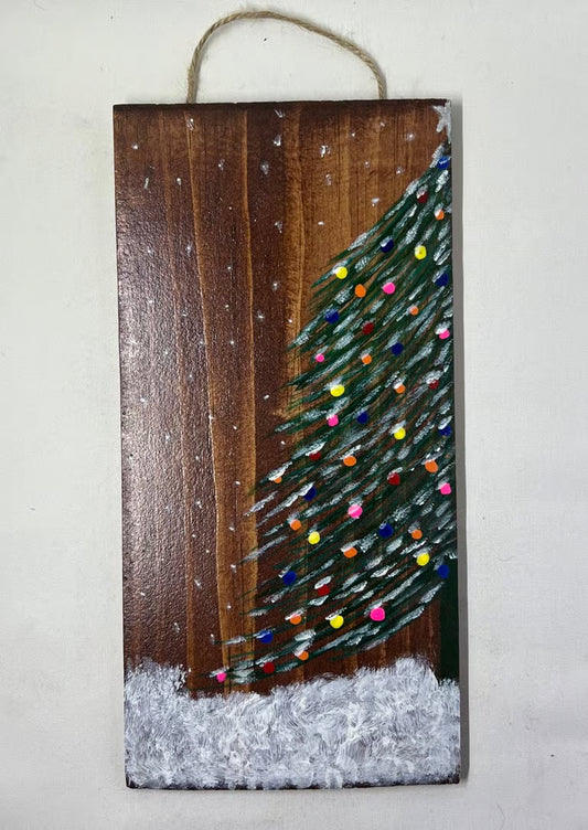 Hand Painted Christmas Tree Wall Art