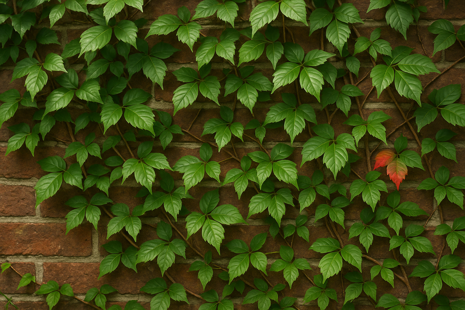 green poison ivy on brick 